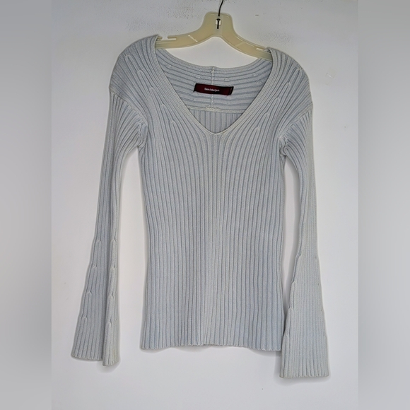 Sies Marjan • Ribbed V-Neck Bell Sleeve Sweater Size Small